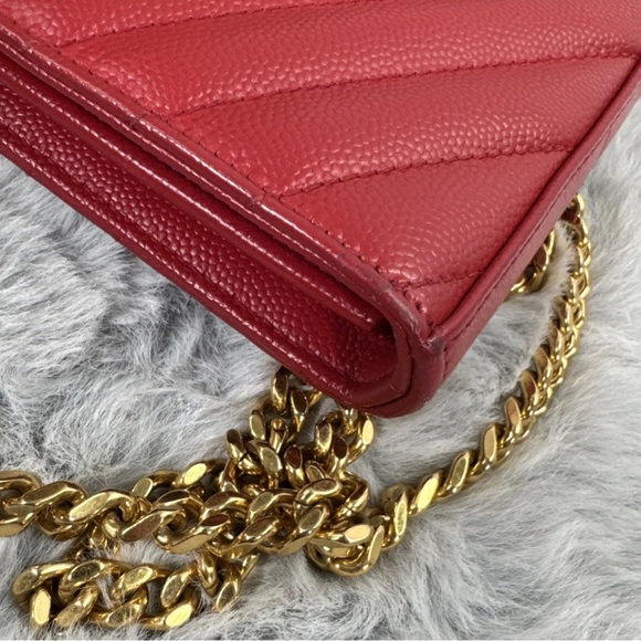 Yves Saint Laurent Cassandre Chain Crossbody Bag in Red - Picture 9 of 11